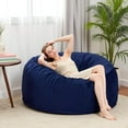 thumbnail image 6 of VIREO 6FT Bean Bag Chairs for Adults Memory Foam Filler Bean bag Chair with Removable and Washable Flannel Cover, Chairs for Living Room, Blue, 6 of 9