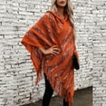 thumbnail image 6 of Women's Striped Knit Capes Ponchos Hooded Pullover Sweater Shawl with Tassels, 6 of 21