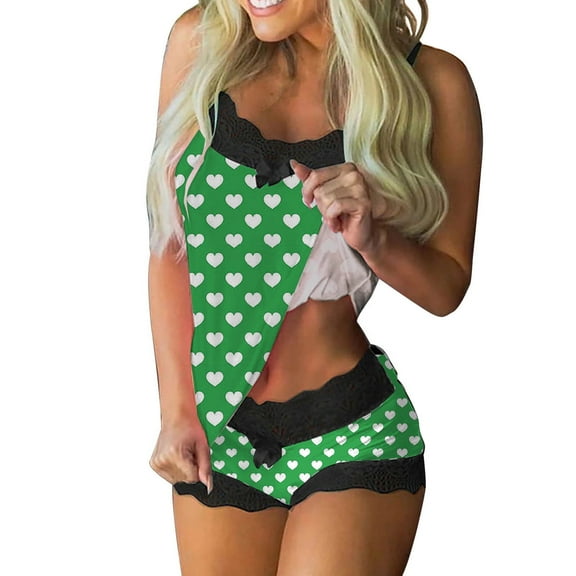 Jamicy Night Shirts for Women Sleepwear Pajamas Set Lace Splicing Cami Vest Underwear Outfit Teddy Sleeveless Tank Tops Camisole Shorts Suit