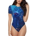 thumbnail image 1 of Balery Deep Sea Glowing Fishes Body de cuello redondo de manga corta para mujer Tops de manga corta Tops básicos-X-Large, 1 of 7