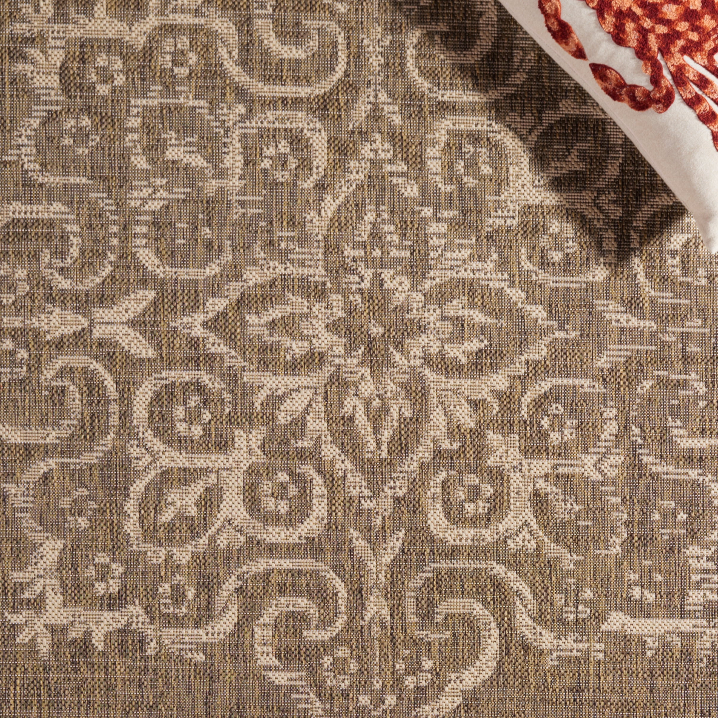 SAFAVIEH Courtyard Clodagh Medallion Indoor/Outdoor Area Rug, Brown/Beige, 8' x 11'