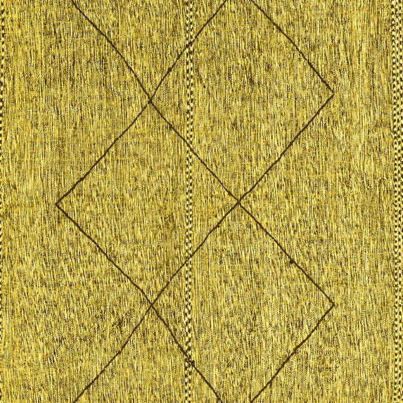 Ahgly Company Indoor Square Abstract Yellow Modern Area Rugs, 8' Square