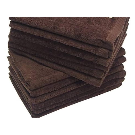 4 Pack 11" x18" Brown Fingertip Towels 100% Cotton- -Velour