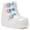 White Hologram, variant on Womens Platform Chunky Ankle Boots Round Toe Zipper High Heels Buckle Thick Sole Booties,White Hologram