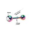 thumbnail image 2 of BodyJewelryOnline (14g ) Barbell Tongue Ring Anodized Multi-Color Titanium with Jewel, 2 of 3