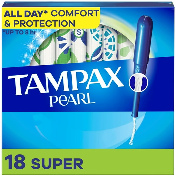 Tampons Tampax Pearl avec tresse anti-fuites LeakGuard, degré d’absorption super, non parfumés, 18&nbsp;tampons.
