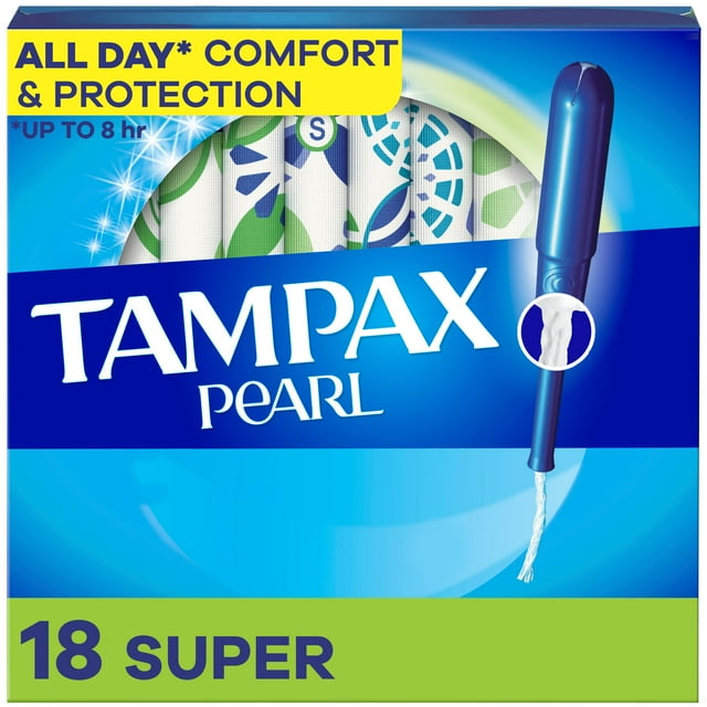 Tampax Pearl Tampons, with LeakGuard Braid, Super Absorbency, Unscented 18 count