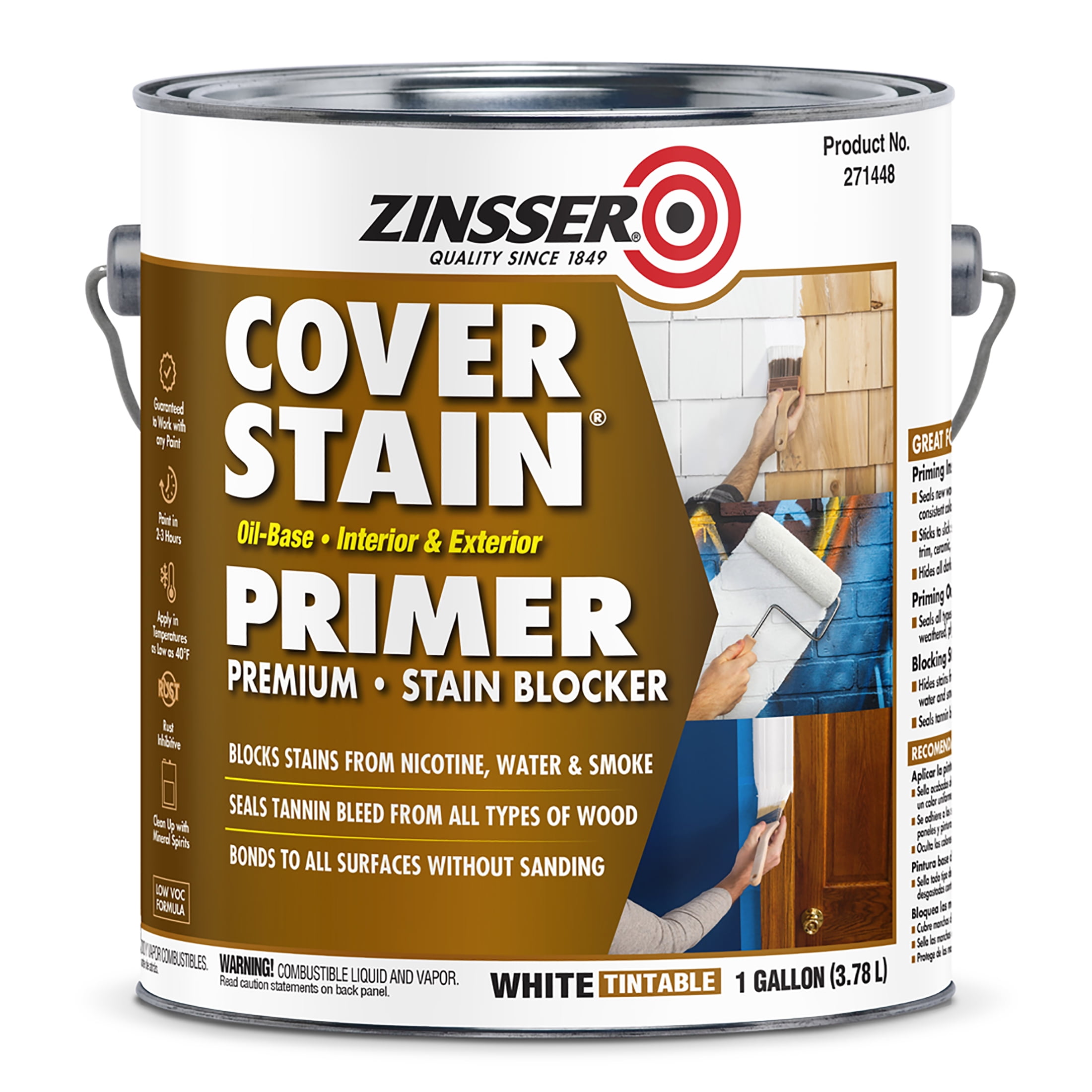 (2 pack) White, Zinsser Cover Stain Classic Oil 100 Primer-271448, 1 gal