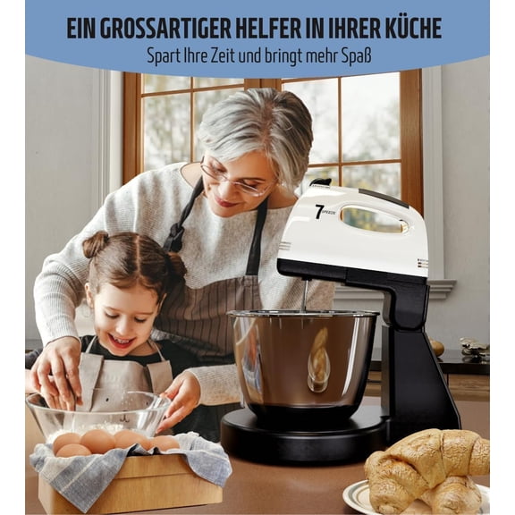 Stand Mixer 7 Speeds with 3QT Stainless Steel Bowl, Handheld and Stand Electric Food Mixer for Baking Cake Cookie Kneading
