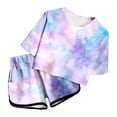 thumbnail image 4 of REDARER Girls Summer Tie-dye Print Short Sleeve Top and Shorts Set Cute Round Neck Pocket Casual Outfit for Teens and Juniors,Size 13-14 Years, 4 of 5