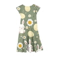 thumbnail image 3 of Xdegoge Easter Dresses for Girls Rabbit Print with Tiered Skirt and Cap Sleeves, Lightweight and Comfortable Teens Holiday Dress, 3 of 5