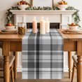 thumbnail image 1 of Table Runners 120 Inches Long Dress Scarves, Black Grey Buffalo Plaid Farmhouse Coffee/Dining/Kitchen Table Decor Table Runner for Living Room, Geometric Modern Farmhouse 13x120 Inch, 1 of 4