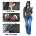 thumbnail image 5 of FEDTOSING Women’s Long Sleeve Henley T Shirts Button Down Tops Ribbed Knit Shirts Casual Basic Tops, 5 of 7