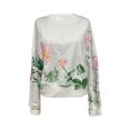 thumbnail image 6 of Womens Sweatshirts Floral Print Oversized Sweatshirt for Women Cute Tops Pullover Crew Neck Casual Shirts for Women Workout Tops for Women Lightweight Graphic,White,XL, 6 of 7