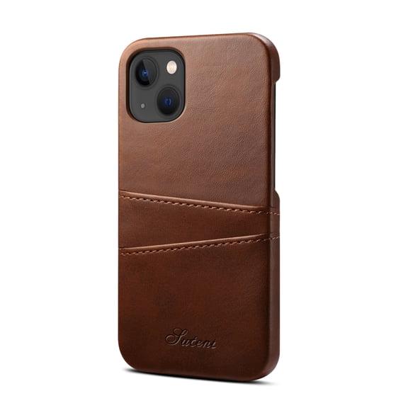SaniMore Case for iPhone 14 6.1" 2022, Card Slots [Up to 2] Wear-resistant PU Leather Skin Shockproof PC Backplane Anti-fall Slim Lightweight Shell for iPhone 14, Brown