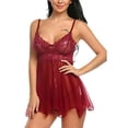 thumbnail image 4 of Camisón de lencería sexy de encaje para mujer, tallas S-4XL, transparente, para dormir, minivestido, 4 of 4