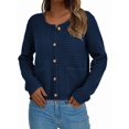 thumbnail image 2 of Women Knit Cardigan Sweaters Fall Fashion Long Sleeve Button Down Trendy Casual Jacket Winter Clothes Dark Blue XL, 2 of 9