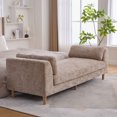 thumbnail image 3 of Chic Chenille Floral Print Chaise Lounge with Rubberwood Legs and Comfort Foam Cushion 83.1 Inch Stylish Addition for Any Apartment, 3 of 12