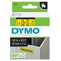 DYMO Standard D1 Labeling Tape for LabelManager Label Makers, Black print on Yellow tape, 1/2'' W x 23' L, 1 cartridge