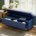 thumbnail image 2 of GZXS 44.1-Inch Shoe Bench with Lift Top Storage & Storage Drawers, Entryway Bench with Cushioned Seat, for Foyer, Bedroom, Living Room, Navy Blue, 2 of 8