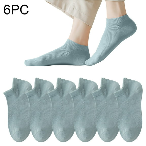 Socks For Women 6-Pack Solid Color Cotton Mesh No Show Socks Breathable Non-Slip & Lightweight Liner Socks
