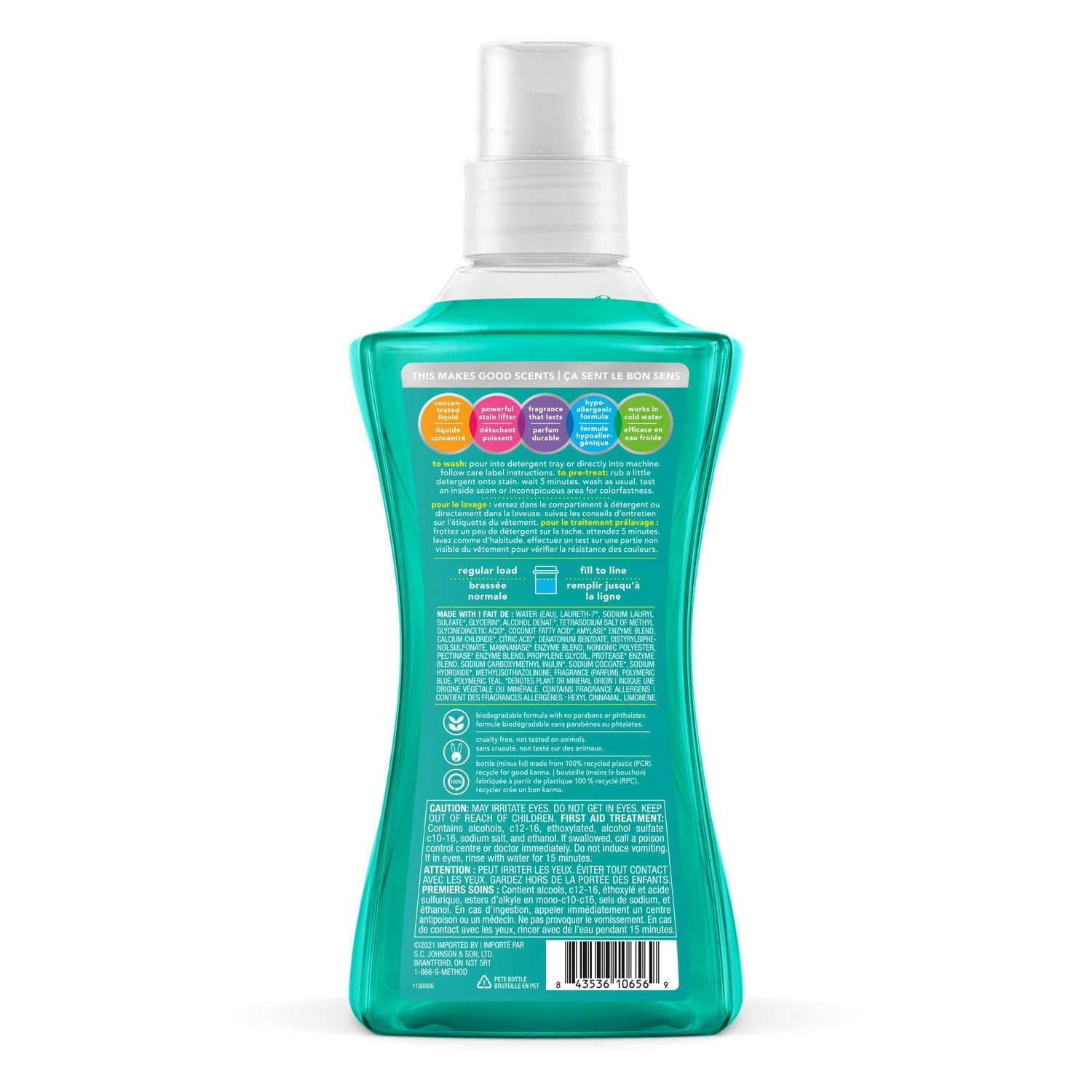 Method Laundry Detergent, Beach Sage, 1.56L, 66 Loads, 1.56L