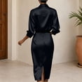 thumbnail image 6 of Idoravan Fashion Women's 3/4 Sleeve Turndown Collar Solid Button Casual Summer Dress, 6 of 7