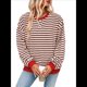 thumbnail image 3 of Sudadera Holgada Informal de Larga con Cuello Redondo y Bloques de Colores A Rayas de Gran Tamaño para Mujer, Estilo Y2K Café L, 3 of 10