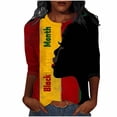thumbnail image 2 of Craaazy Women's 3/4 Sleeve Crew Neck Tops with Celebration Pattern for Black History Month Cultural Celebration Gifts, 2 of 5
