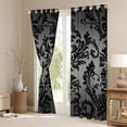 thumbnail image 3 of Manfei Black Grey Damask Black Out Curtains for Adult, Bohemian Flower Floral Curtains Pack of 2 (42x63 Each), Hippie Mandala Style Bedroom Curtains, Curtains and Drapes Decor, 3 of 6