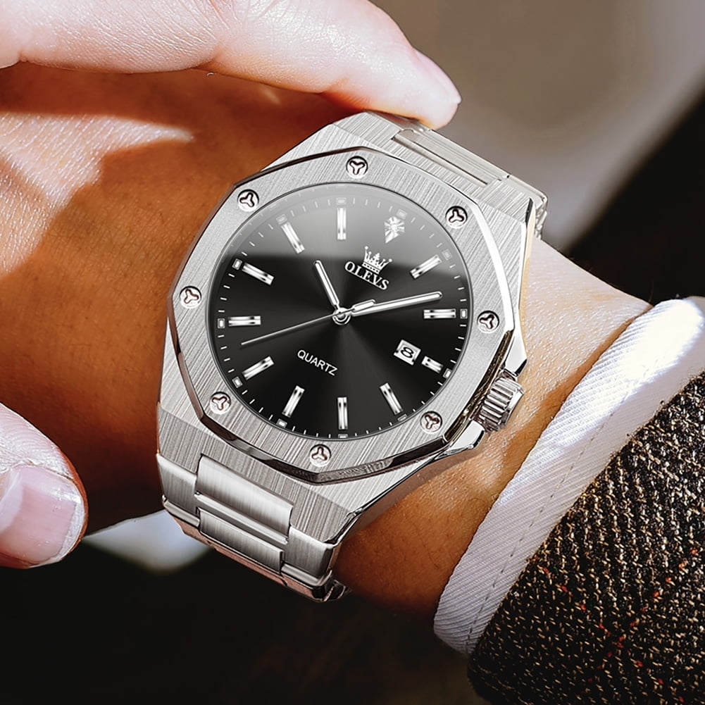 OLEVS Watch for Men Business Dress Diamond Analog Quartz Date Luxury Classic Casual Stainless Steel Waterproof Luminous Mens Wrist Watches Reloj para Hombre