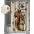 thumbnail image 3 of Squirrel Hello Fall Shower Curtains for Bathroom Waterproof Fabric Bath Curtains Decor Bath Tub Curtain Maple Leaf Thanksgiving Rustic Decorative Shower Curtain Sets with 12 Hooks, 72x72 Inch, 3 of 6