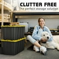 thumbnail image 3 of 4 Pack of Large 17 Gallon Plastic Storage Bin Tote Organizing Container with Secure Latching Lids, Stackable, Extra Strength Clear with Built in Handle - Black and Yellow, 3 of 6