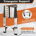 thumbnail image 5 of Jocauto 10.5 FT Button Retraction Aluminum Extension Ladder with 2 Triangle Stabilizers, Multi-Purpose Telescoping Ladder with Slow Down Design, 330lbs Max Capacity, 5 of 7