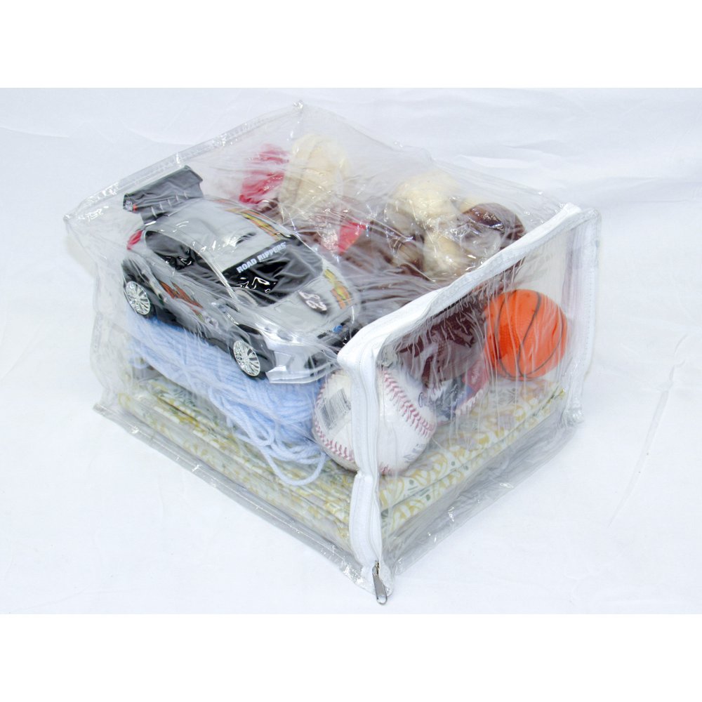 Heavy Duty Vinyl Zippered Closet Square Storage Bags (Clear) (9" x 11