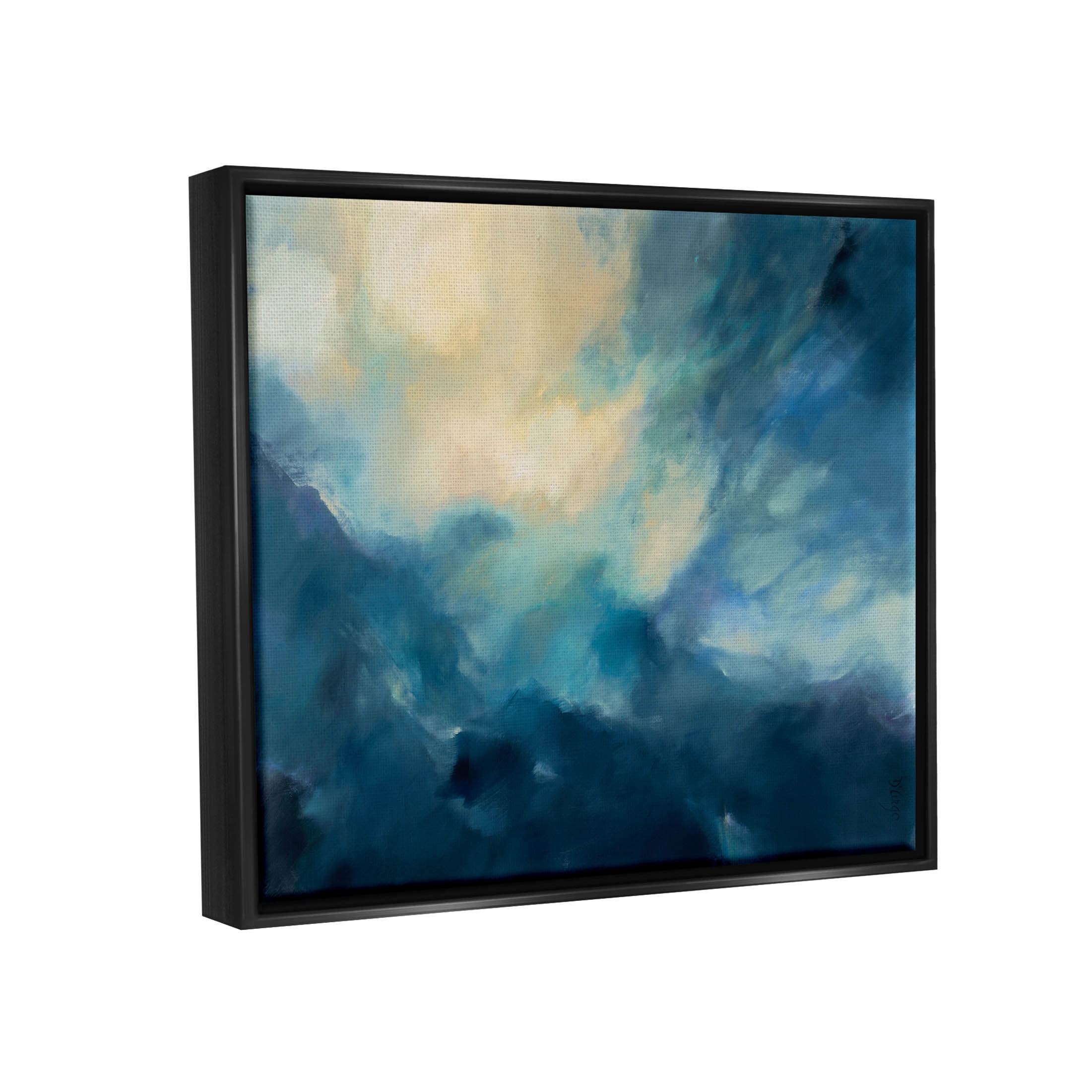 Stupell Industries Abstract Night Sky Scene Graphic Art Jet Black Floating Framed Canvas Print Wall Art, Design by Dina D'Argo