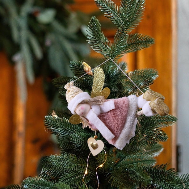 Adornos navideños Fiudx de niña voladora con plumas y muñecos colgantes