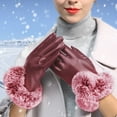 thumbnail image 4 of Htwon Women's Ladies Lambskin Leather Gloves Thermal Winter Warm Driving Soft Lining Red, 4 of 12
