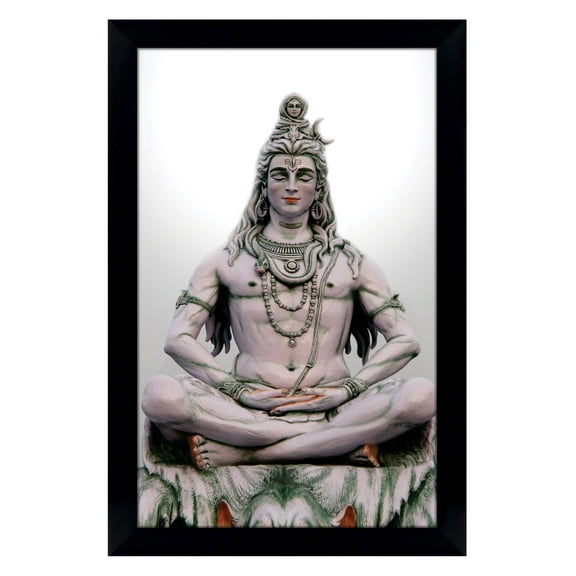 IBA Indianbeautifulart Lord Shiva Picture Frame Religious Poster Black Wall Frame Deity Photo Frame Wall Decor For Home/ Office/ Temple-6 x 8 Inches