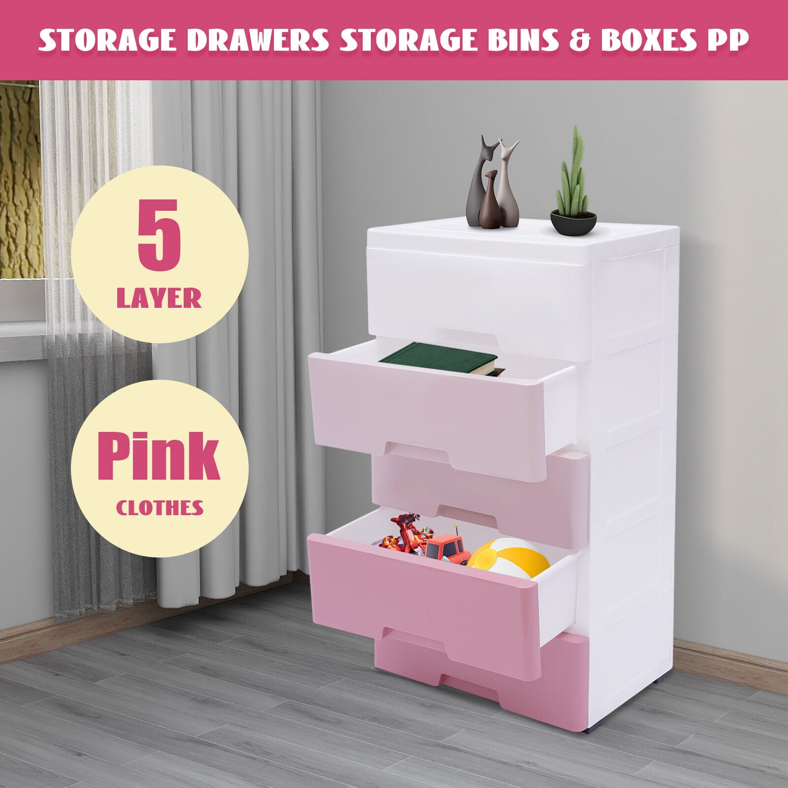 Cupboard 5layer Storage Drawers Storage Cabinet Bedroom Clothes Toys Storage Set
