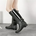 thumbnail image 2 of Fesfesfes Wide Calf Boots For Women Rain Shoes Fashion Plastic Low Heel Locomotive Hasp High US:5.5(36), 2 of 6