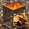thumbnail image 4 of SUMMIT Wood Burning Folding Camp Stove Stainless Steel Grid, Portable Collapsible Backpacking Stove Survival Rocket Stove for Hiking Outdoor Tent Camping Picnic BBQ, Samll, 4 of 16