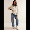 thumbnail image 4 of Sudaderas de Larga de Gran Tamaño para Mujer, Informales, con Cuello Redondo y Bloques de Color, Grandes Crema M, 4 of 7
