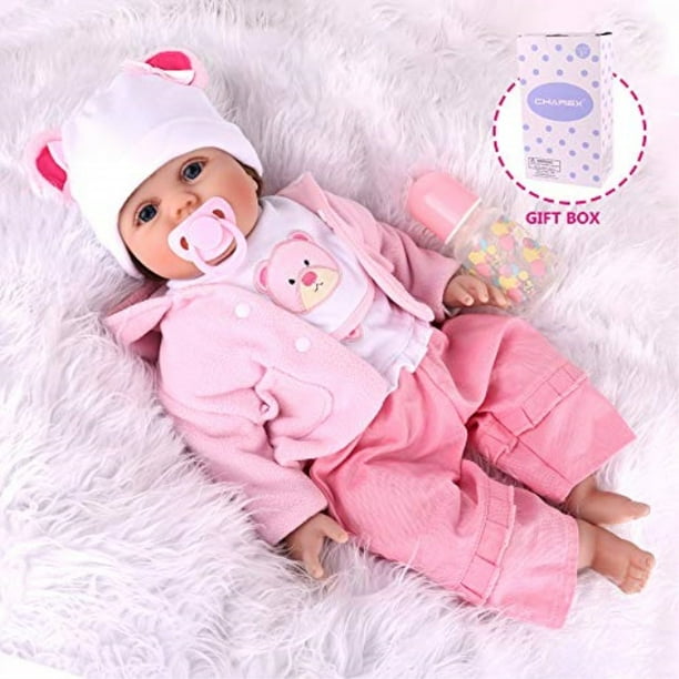 Charex Realistic Reborn Baby Doll Girls Handmade Lifelike Silicone Weighted Dolls 22 Inch Reallife Newborn Baby Dolls With Bear Gifts Toys For Kids Age 3 En71 And Astm F96 Walmart Com Walmart Com