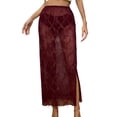thumbnail image 2 of Samdudou Womens Maxi Skirts High Waisted Sequined Split Mesh Skirt Elastic Waist Plaid See-Through Beachwear for Party, 2 of 5