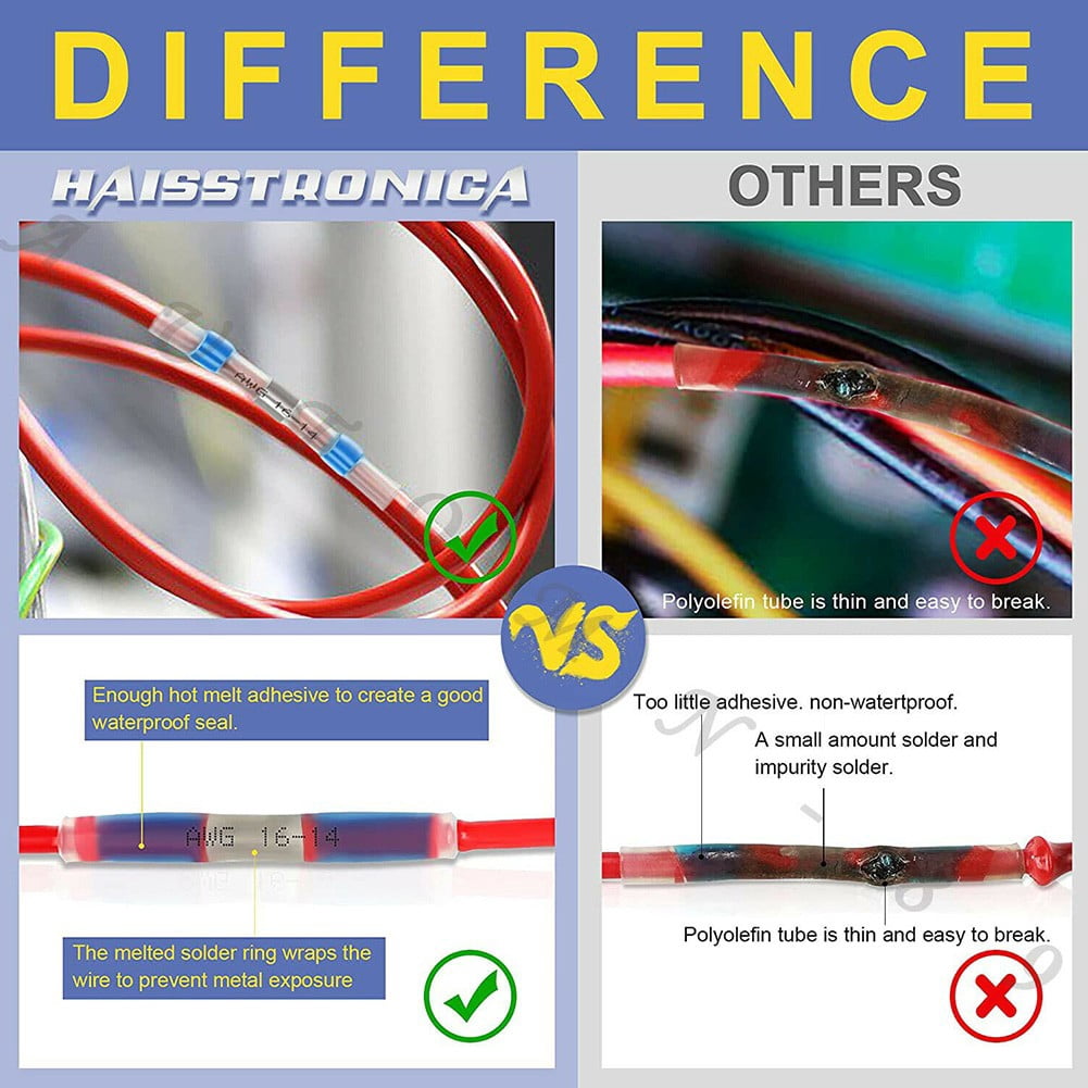 Butt Connector Kit Heat Shrink Wire Connectors Automotive Applications Easy To Operate Five Color Options Marine Applications