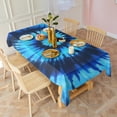 thumbnail image 3 of Blue Tie Dye Mandala Pattern Rectangle Tablecloth 60"x120",Waterproof Polyester Rectangle Table Cloth, Wipeable Spillproof Polyester Tablecloth for Dining, Camping, Indoor and Outdoor, 3 of 6