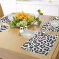 thumbnail image 4 of Place Mats Set of 4, Leopard Cheetah Animal Print Kiss Shape Lipstick Mark Dotted Trend Art, Washable Fabric Placemats for Dining Table, Standard Size, Black Pink, 4 of 5