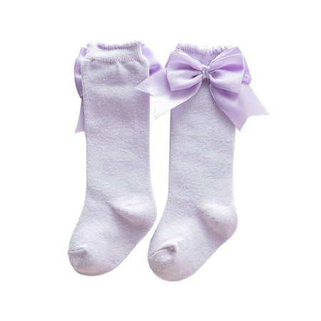 

Bmnmsl Baby Below Knee Socks Bow Decor Stockings Breathable Clothing Accessory