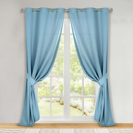 Superior Solid Blackout Curtains, Set of 2, 46" X 84", Light Blue